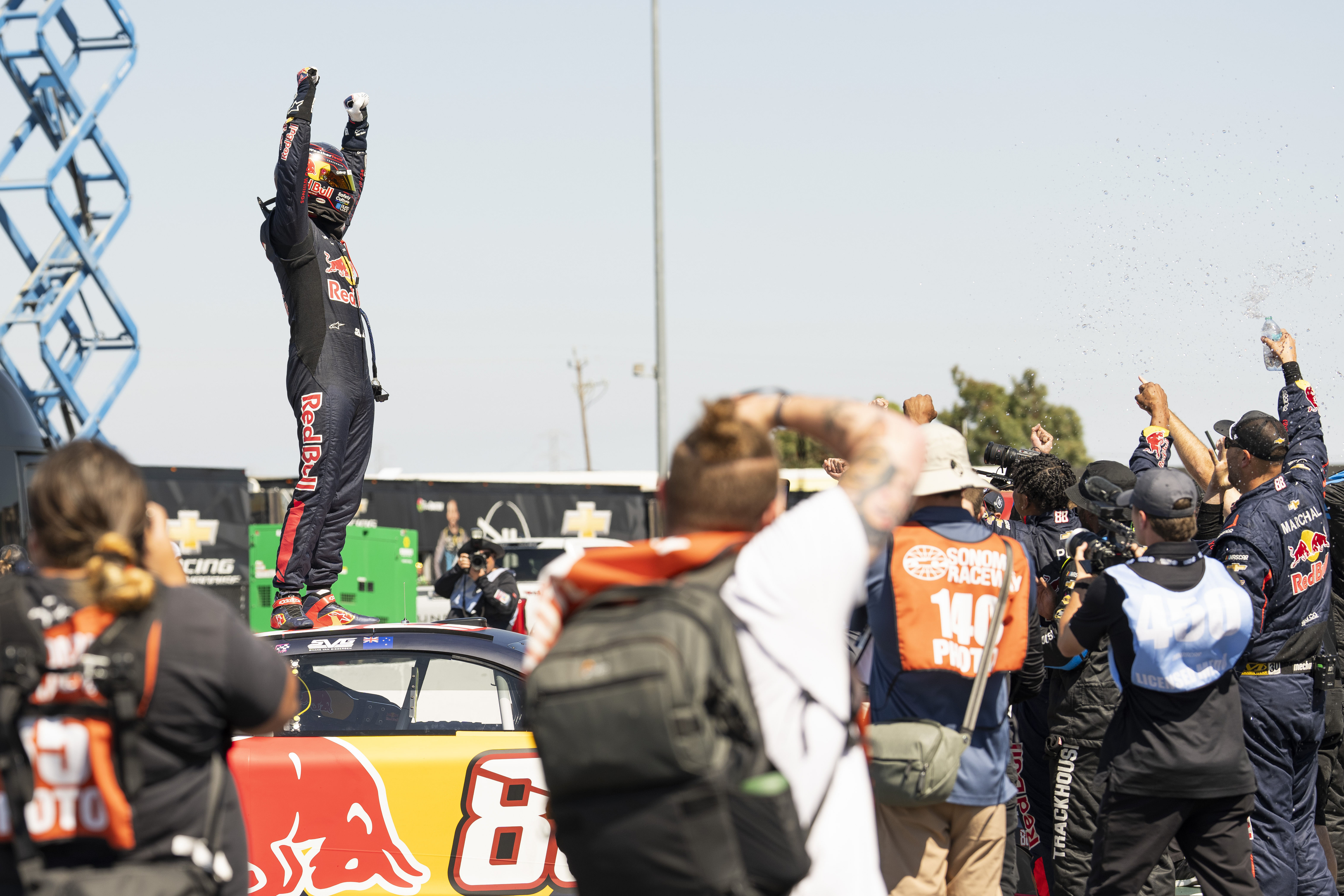 Shane van Gisbergen (88) after winning the NASCAR Toyota / Save Mart 350 at Sonoma. Source: Imagn